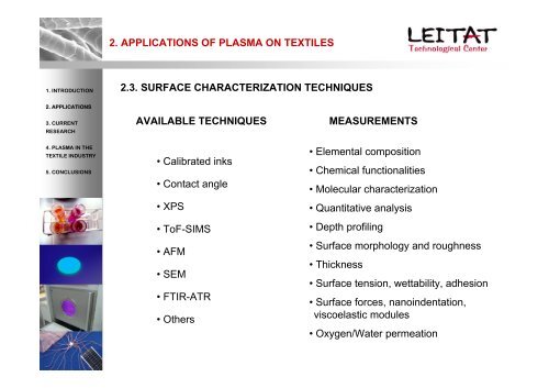 Plasma Technology applied to textiles - Project T-Pot