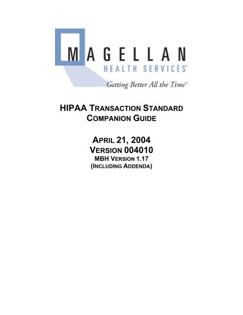 Standard Companion Guide - Magellan provider website