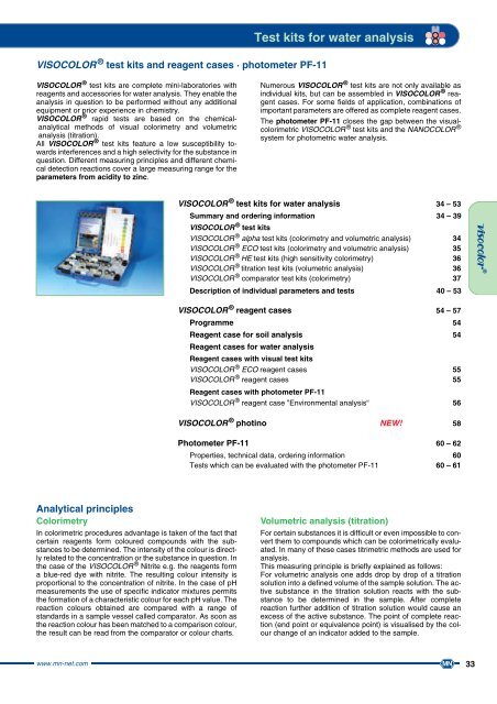 Test kits for water analysis - Macherey Nagel