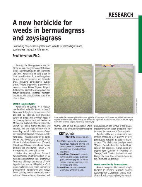 A new herbicide for weeds in bermudagrass and zoysiagrass - GCSAA