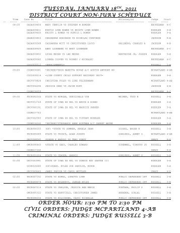 tuesday, january 18th, 2011 district court non-jury - Linn County Bar ...