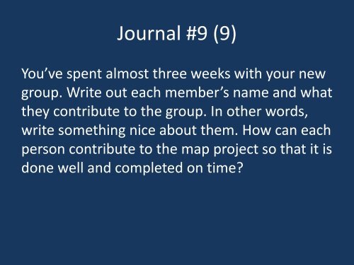 Journal #1 (9,12) - Mr. Bailey @ Hamilton Heights HS