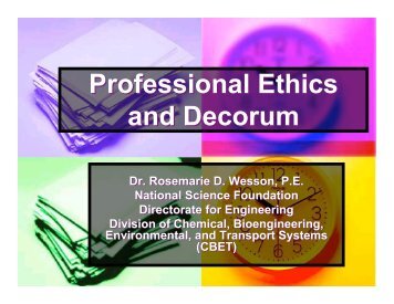 Professional Ethics and Decorum