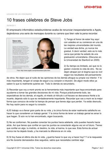 10 frases célebres de Steve Jobs - Noticias - Universia