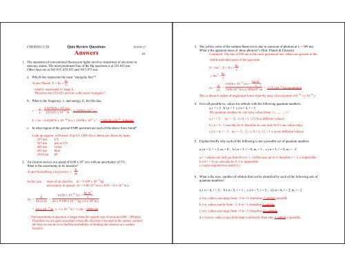 Answers to Quiz Review Questions