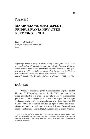 Makroekonomski aspekti pridruÅ¾ivanja Hrvatske Europskoj Uniji
