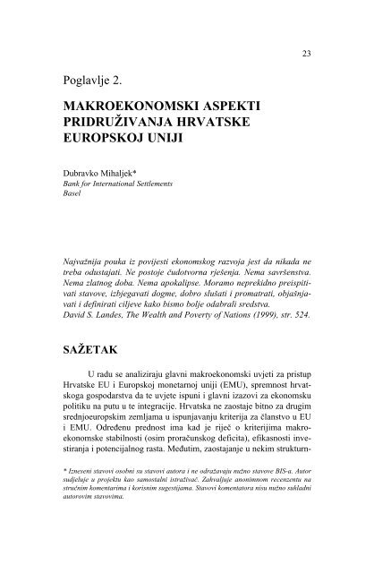Makroekonomski aspekti pridruÅ¾ivanja Hrvatske Europskoj Uniji