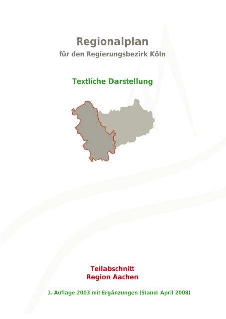 Regionalplan für den Regierungsbezirk Köln, Teilabschnitt Region ...