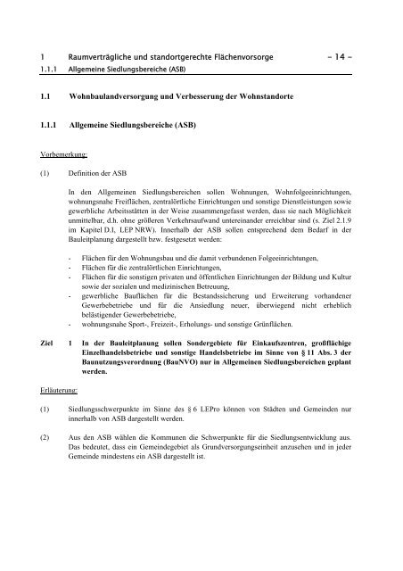 Regionalplan für den Regierungsbezirk Köln, Teilabschnitt Region ...