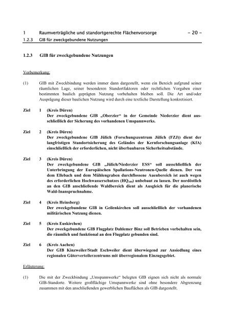 Regionalplan für den Regierungsbezirk Köln, Teilabschnitt Region ...