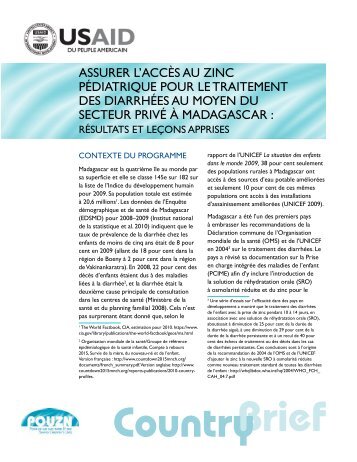 Assurer l'accÃ¨s au zinc pÃ©diatrique pour le traitement des diarrhÃ©es ...