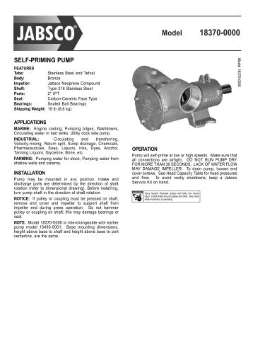 Model 18370-0000 SELF-PRIMING PUMP - LFS Marine and Outdoor