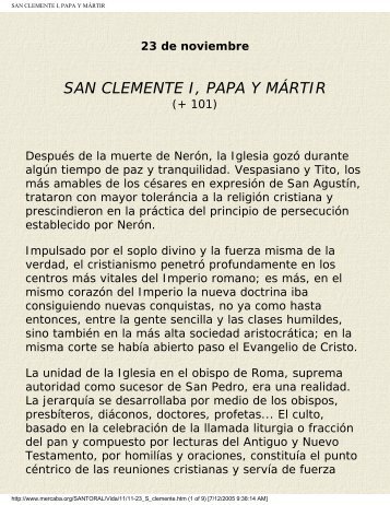 SAN CLEMENTE I, PAPA Y MÁRTIR - Vidas ejemplares