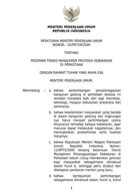 Permen PU no. 20 tahun 2009 ttg Pedoman ... - Ditjen Cipta Karya