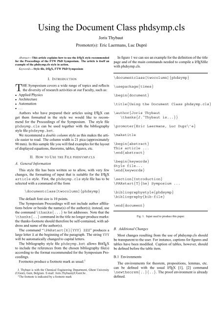 Using the Document Class phdsymp.cls - LaTeX