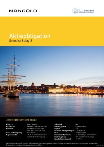 Aktieobligation Svenska Bolag 2 - Mangold Fondkommission