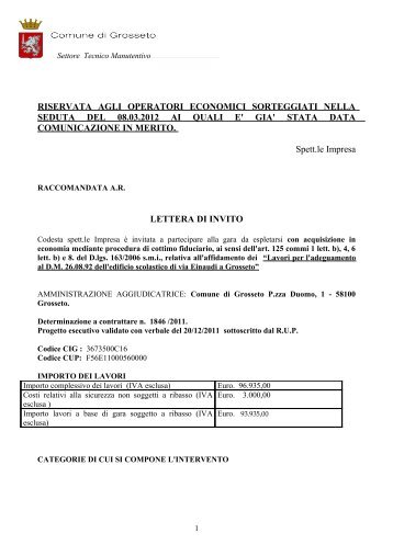 Lettera di invito - Comune di Grosseto