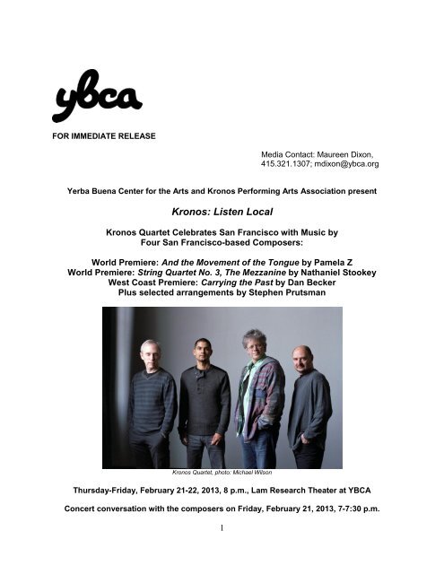 Kronos: Listen Local - Yerba Buena Center for the Arts