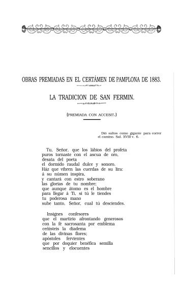 LA TRADICIÓN DE SAN FERMÍN (POESÍA PREMIADA EN EL ...