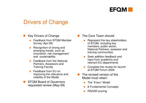 Introducing the EFQM Excellence Model 2010 - North of England ...