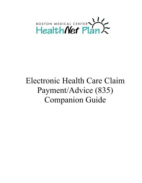 Electronic Health Care Claim Payment/Advice (835) Companion ...