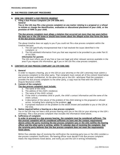 Due Process Complaint Procedures