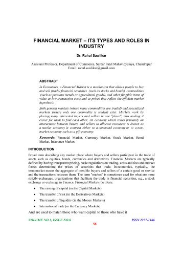 Financial Market â Its Types and Roles in Industry - Abhinav Institute ...