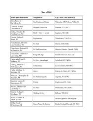 2001 Graduate and Vicar Assignments