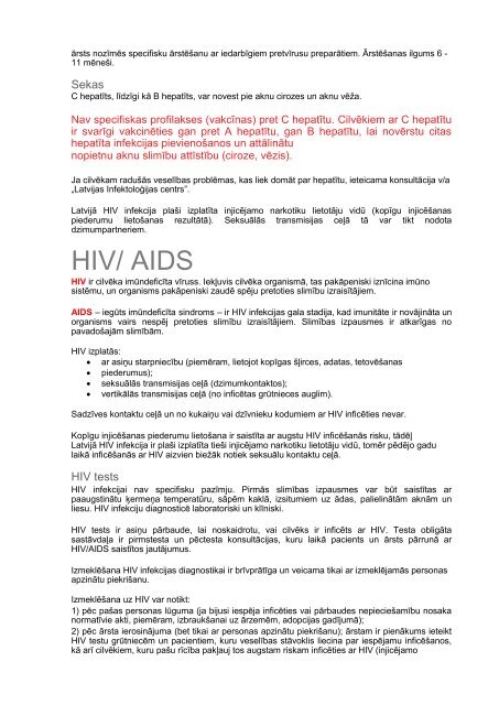 HIV un A, B, C vÄ«rushepatÄ«ti. NopietnÄk nekÄ tu domÄ - SlimÄ«bu ...