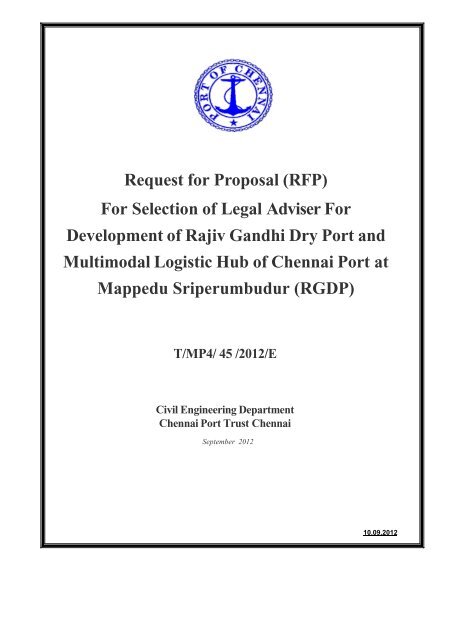 Request for Proposal (RFP) For Selection of Legal ... - Port of Chennai