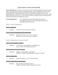 Sample Syllabus: Freedom and Responsibility Course ... - Philosophy