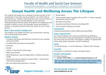 Sexual Health and Wellbeing Across The Lifespan - Faculty of ...