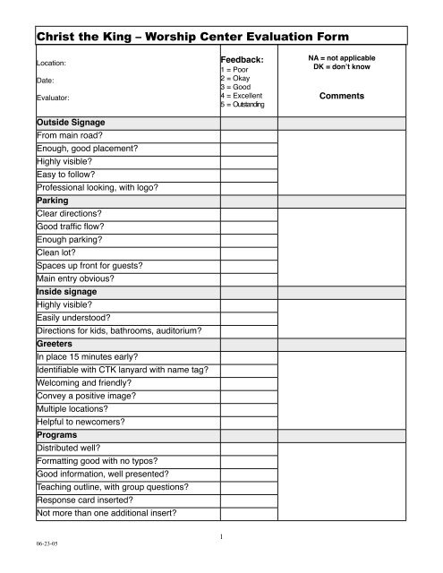 Center Evaluation Form Elementary Printable Printable Forms Free Online