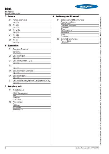 Inhoudsopgave - Novoferm Norge