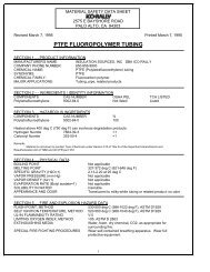 MSDS - PTFE Fluoropolymer Tubing - ICO Rally