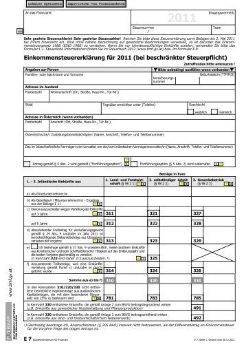 E 7 - Einkommensteuererklärung für 2011 (bei beschränkter ...