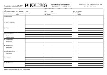 Kolping - Vorstandsmeldeblatt - Kolping DiÃ¶zesanverband Hildesheim