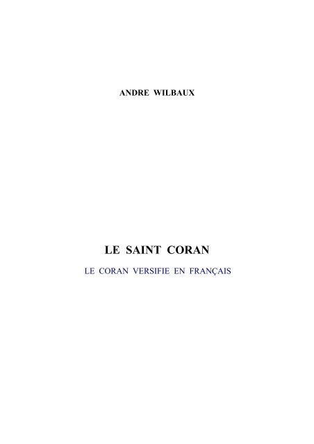 Le Coran - AndrÃ© Wilbaux