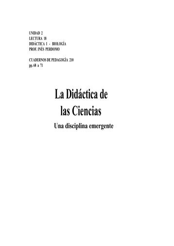 La DidÃ¡ctica de las Ciencias. Una disciplina emergente