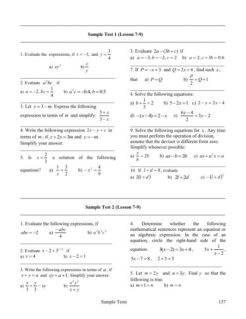 Math 017 Materials With Exercises