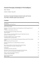Journal of Emerging Technologies in Web Intelligence Contents
