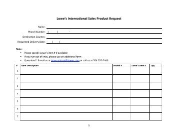 Product Request Form - Lowe's