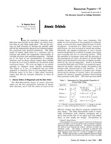 Atomic Orbitals - R. Stephen Berry - University of Chicago