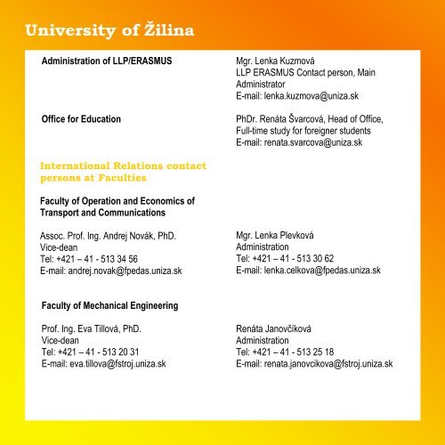 University of Å½ilina Welcome guide