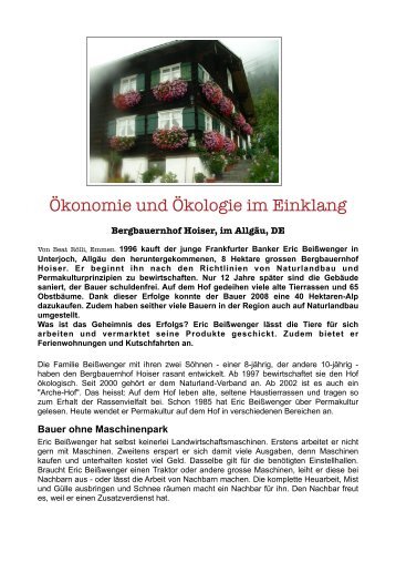 Ökonomie und Ökologie im Einklang - Permakultur im Allgäu