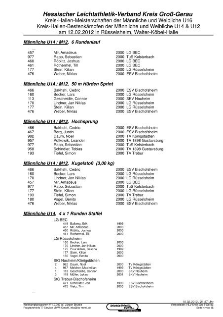 Teilnehmerliste - Leichtathletikweb.de