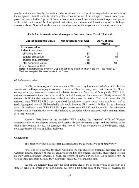 Valuation of Biodiversity Benefits (OECD)