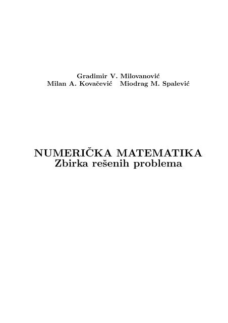 Numerical Mathematics - A Collection of Solved Problems