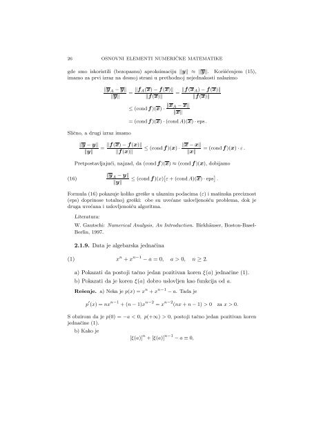 Numerical Mathematics - A Collection of Solved Problems