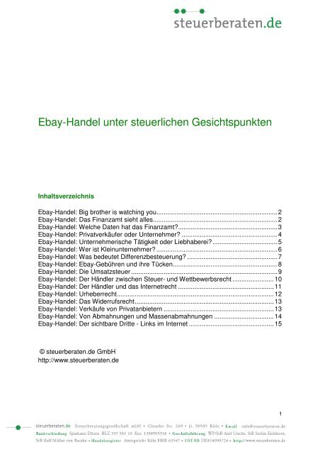 Ebay-Handel unter steuerlichen Gesichtspunkten - Steuerberaten.de